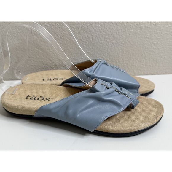 Taos Women’s Gift 2 Blue Leather Slip On Thong Sandals Size US 9 9.5 40 - Picture 2 of 9